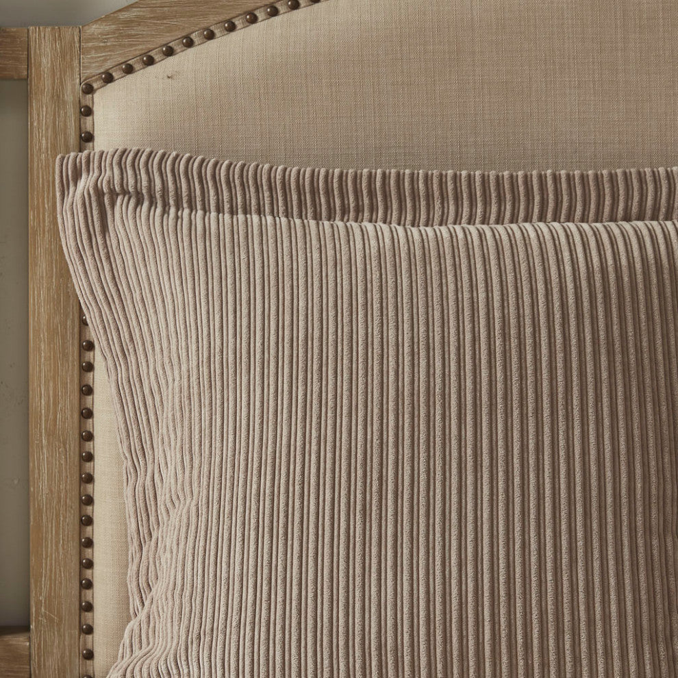 Madison Park Signature Grace Button Accent Taupe Duvet Cover Set w Insert, King