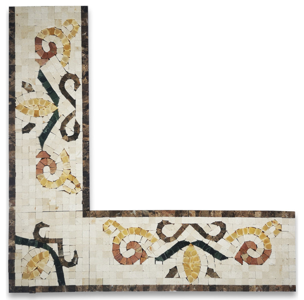 Bougainvillea Gold Marble 4.7x12 Mosaic Border Listello Tile Polished, 1 piece