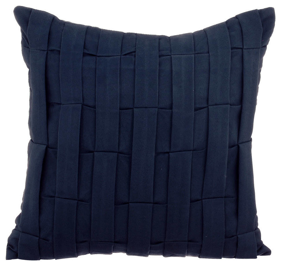 Blue Decorative Pillow Covers 12"x12" Suede Fabric, Navy Blue Love Tune