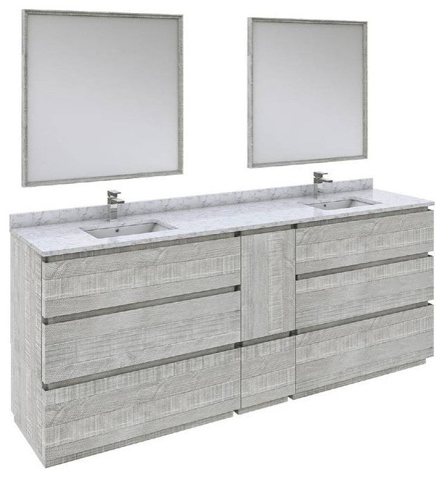 Formosa 84" Ash Floor Standing Double Sink Vanity Set, Faucet Fft1030ch