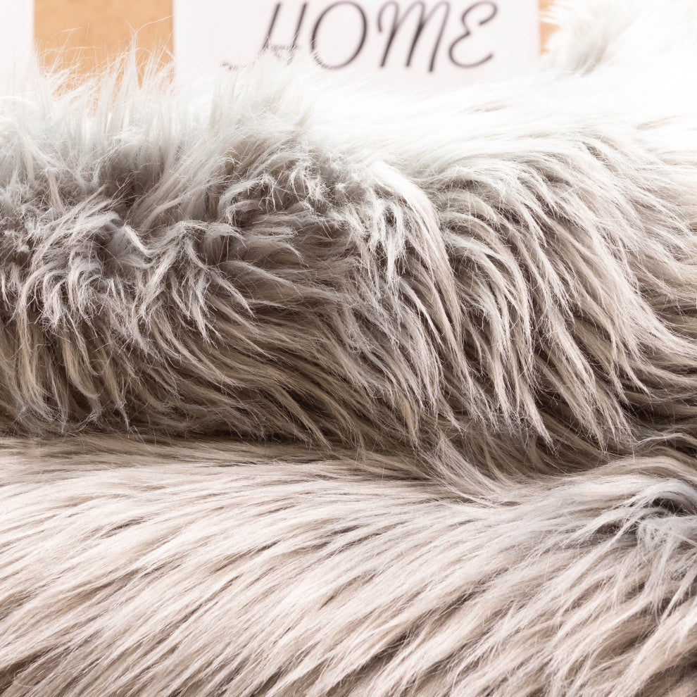 Plush and Soft Faux Sheepskin Fur Shag Area Rug, Gray, 5' X 7'