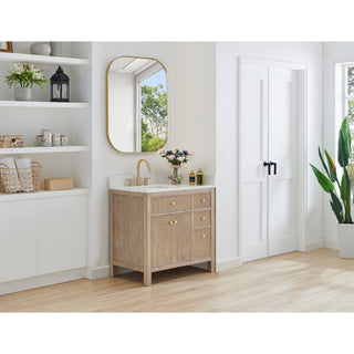 Trielle Rectangular Framed Bathroom Wall Mirror, Brushed Gold, 24"