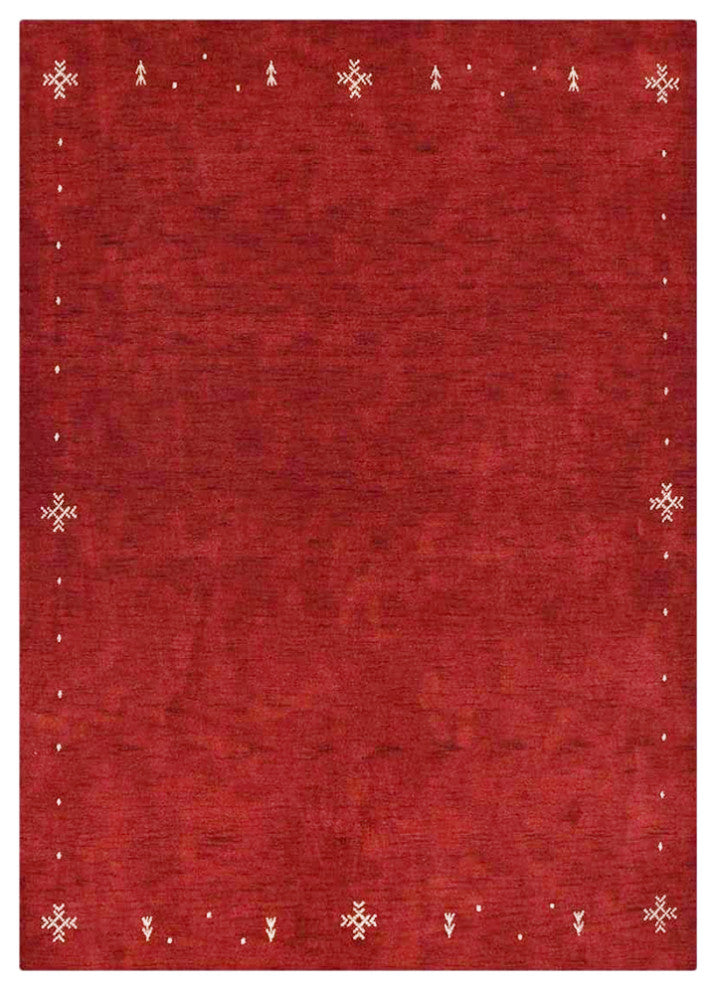 Hand Knotted Loom Wool Area Rug Contemporary, Red, [Rectangle] 8'x10'