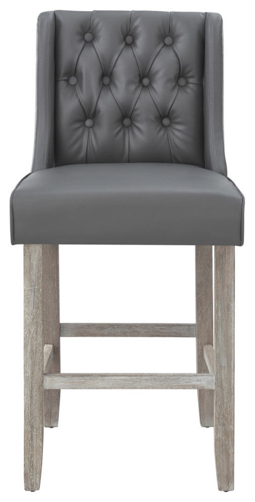 Rustic Manor Kaileigh Counter Stool, Leather PU, Gray