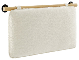 Anela Wall-Mounted Chenille Upholstered Twin Headboard, Cream Natural