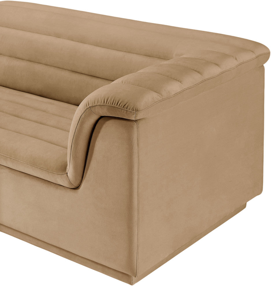 Cascade Upholstered Modular Sofa, Camel, Velvet, Corner Sectional