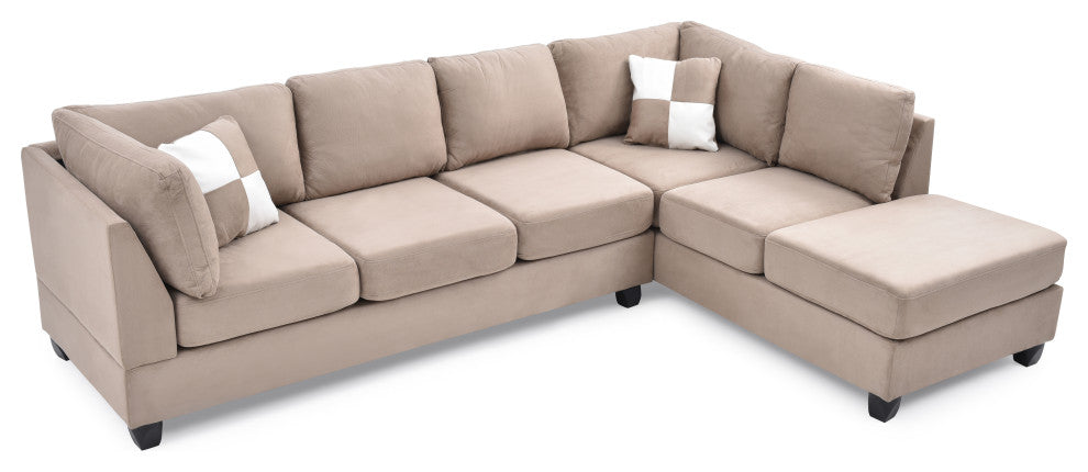 Solana Micro Suede Sectional, Mocha Micro Suede