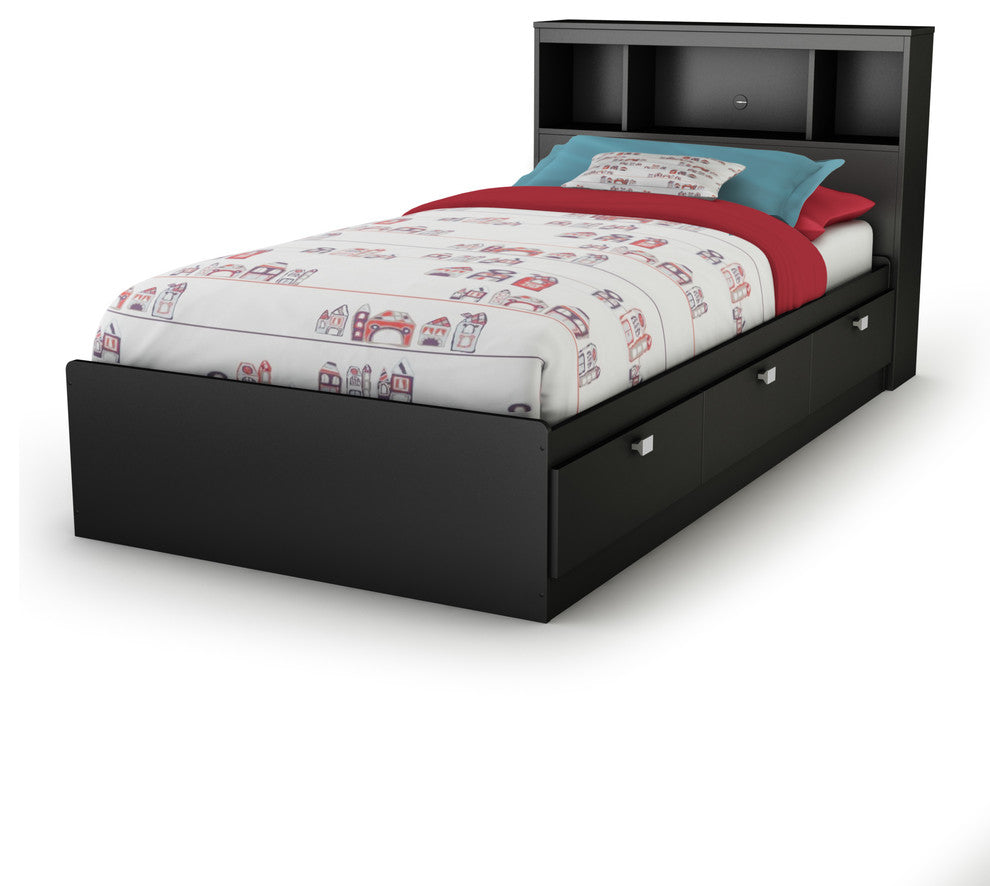 South Shore Spark Twin Bookcase Headboard (39'), Pure Black