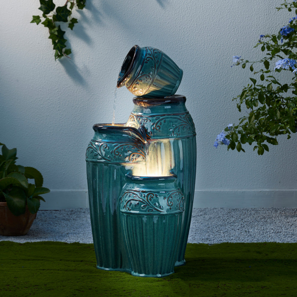 Embossed Pattern Ceramic Pots Fountain