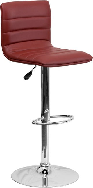 Estella "Lois" Mid-Back Burgundy Vinyl Swivel Adjustable Bar/Counter Stool