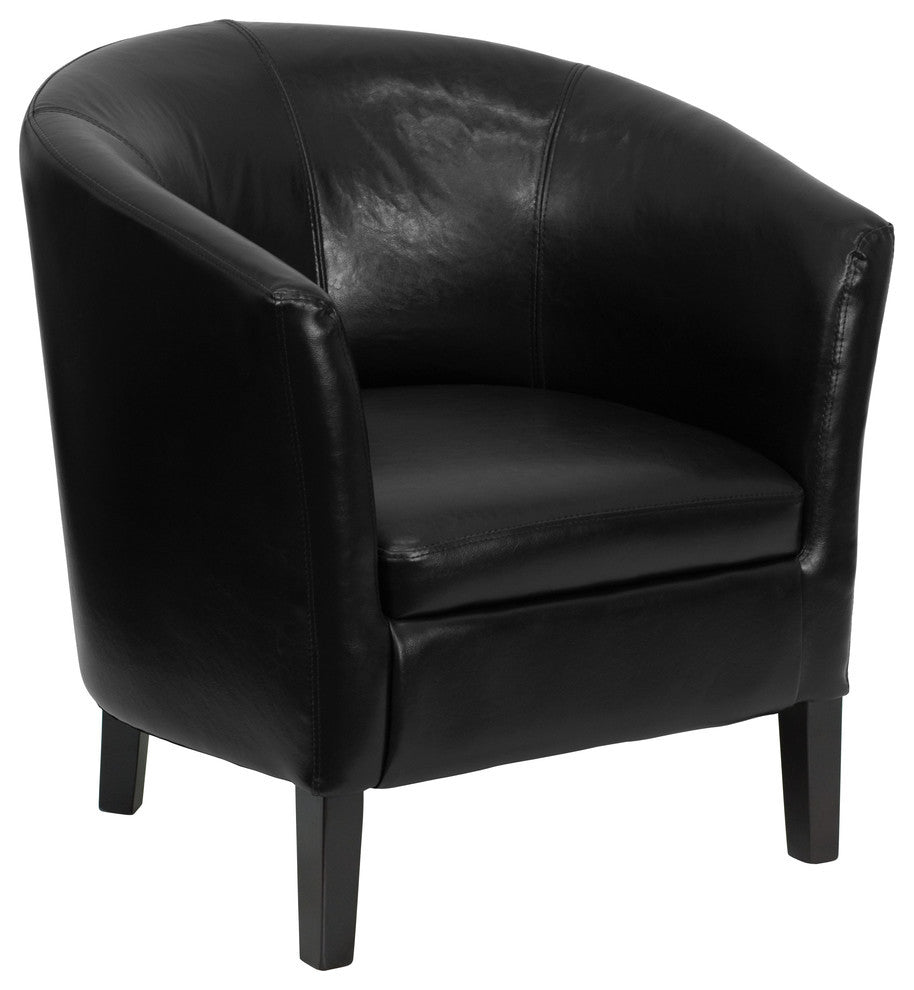 Flash Furniture Black Leather Barrel Shaped Guest Chair