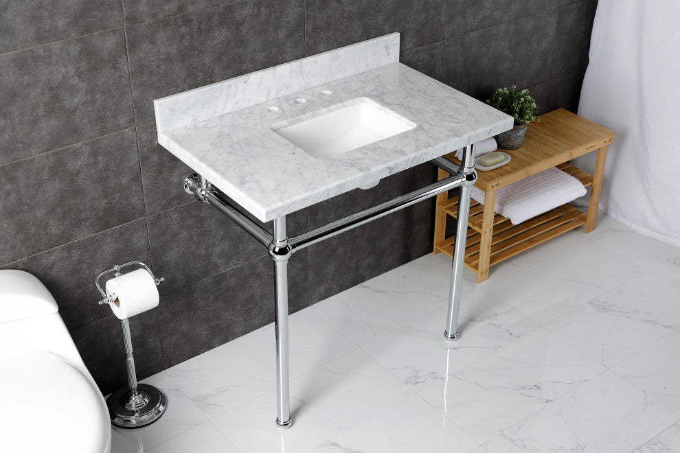 KVBH3622M8SQ1 36" Console Sink with Brass Legs (8-Inch, 3 Hole)