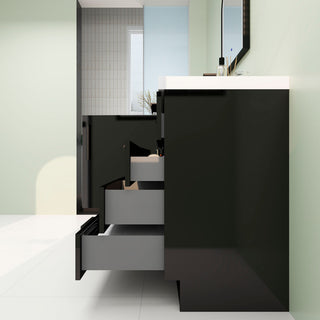 Carla 60" Freestanding Bathroom Vanity With Single Sink, Gloss Black