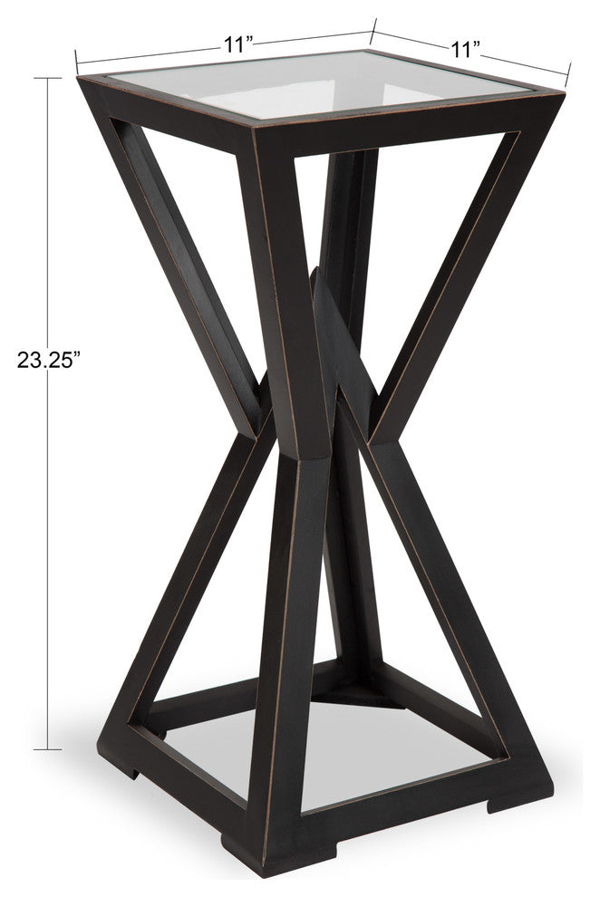 Yogi Small Wood Side End Table, Black 11x11x23