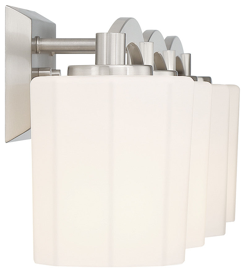 Whitney 4-Light Bathroom Vanity Light, Matte Black, Satin Nickel