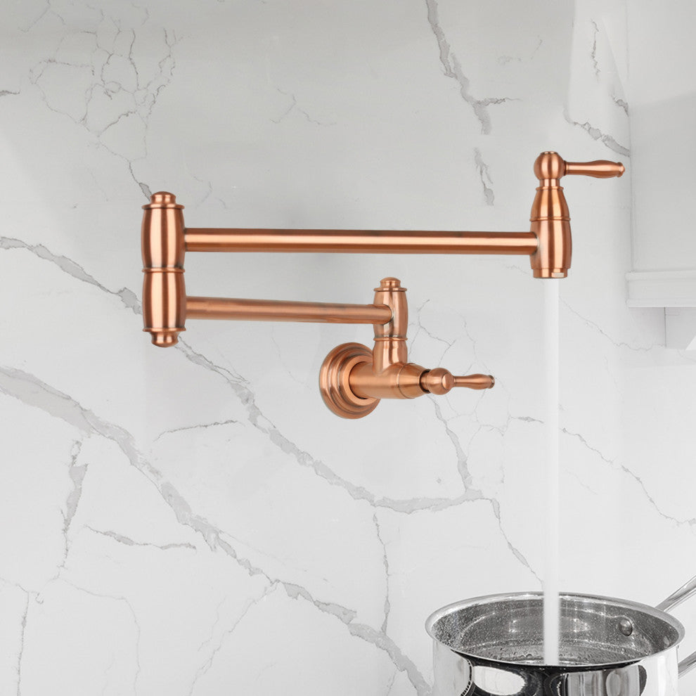 Copper Pot Filler Kitchen Faucet Wall-Mounted, Copper
