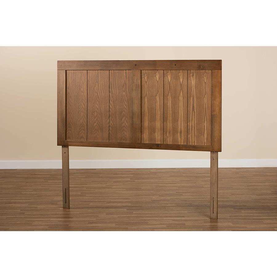Ash Walnut Finished Wood and Synthetic Rattan Full Size Headboard