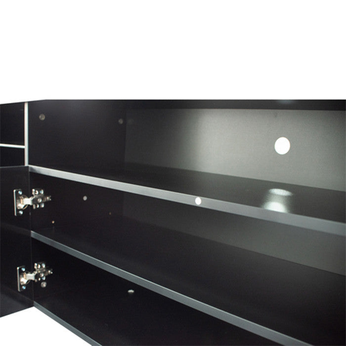 High Gloss Doors Modern TV Stand with LEDs Black MDF TV Cabinet
