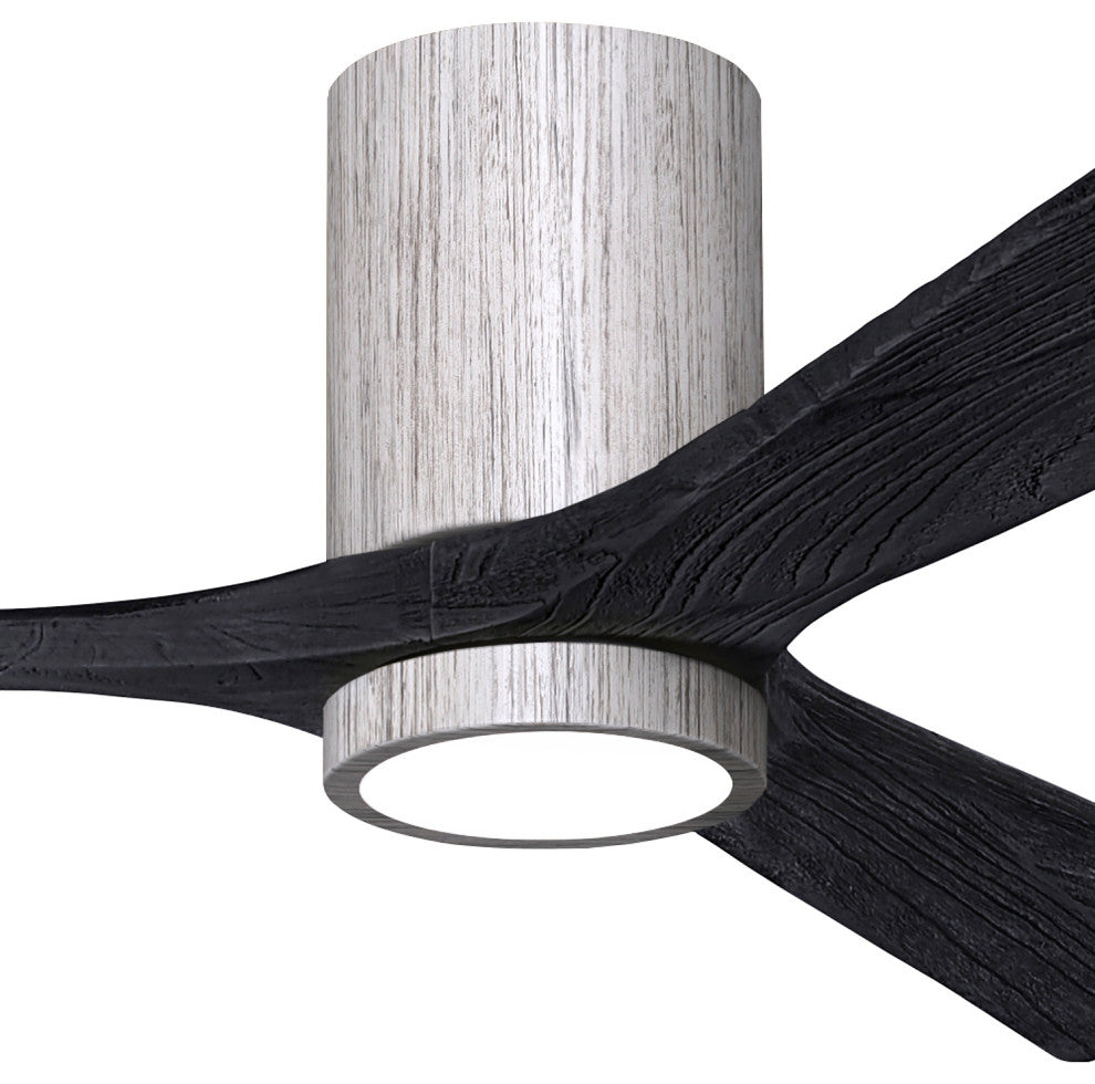 Irene-3HLK  3-Blade Flush Mount Ceiling Fan, Integrated LED, Barnwood Tone/Matte Black, 52