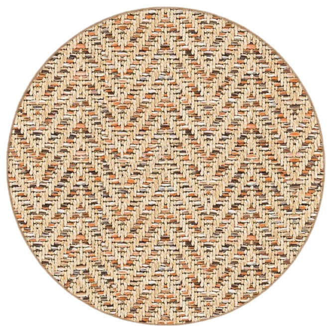 Couristan Tortola Indoor/Outdoor Accent Rugs - 50+ Custom Sizes, Cinnamon, Round 9'