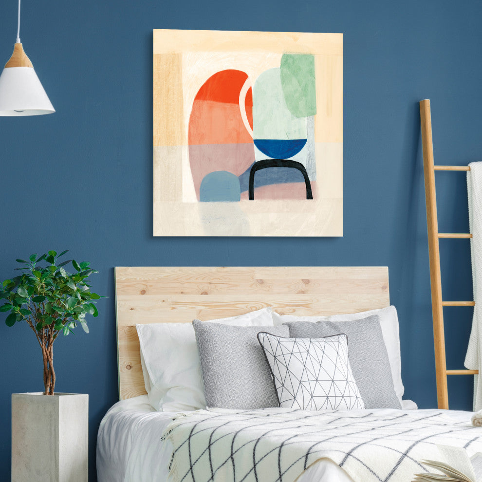 "Multiform II" Abstract Wall Art on Frameless Free Floating Tempered Glass