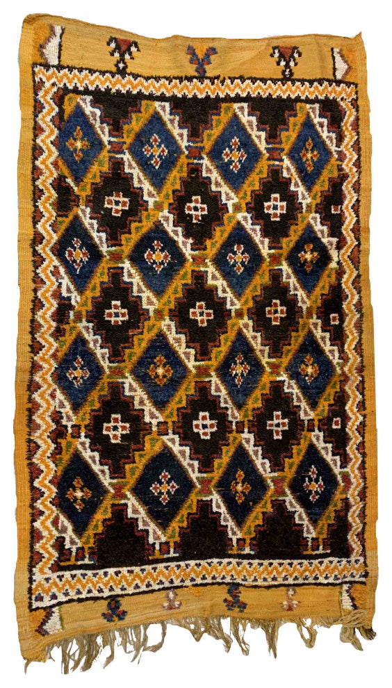 Handmade Antique Moroccan Berber Rug, 4.5'x7.2', 137cmx219cm 1880s