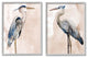 Beautiful Heron Birds Standing Watercolor Painting, 2pc, each 16 x 20