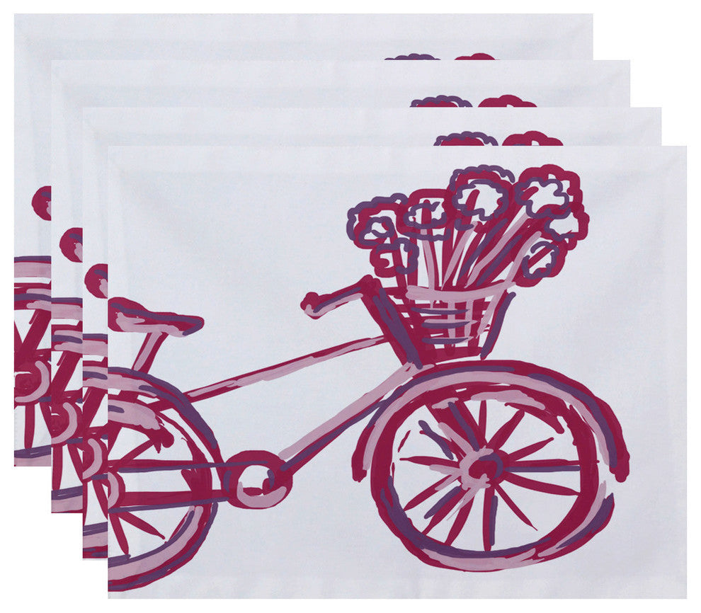 La Bicicleta Geometric Print Placement, Pink Cheeks, Set of 4