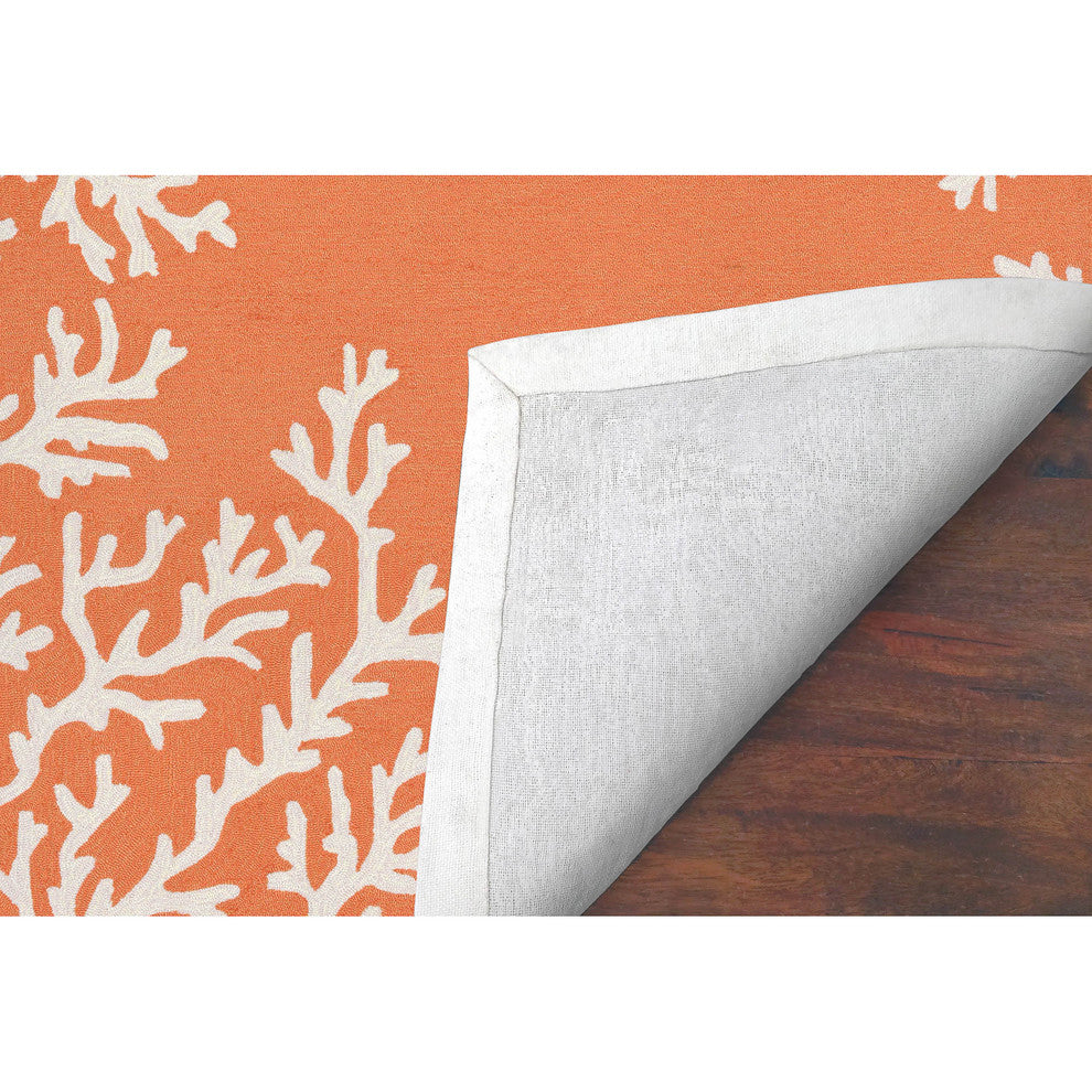 Capri Coral Border Indoor/Outdoor Rug, Coral, 2'x3'