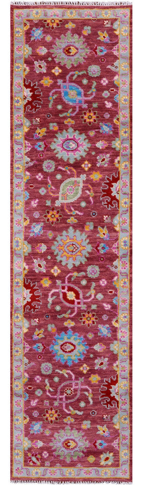 Runner Turkish Oushak Handmade Wool Rug 2' 6" X 10' 4" - Q15494