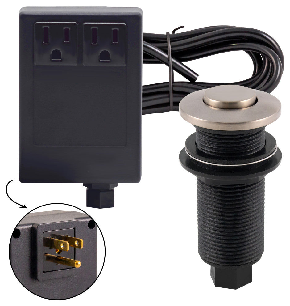 Disposal Air Switch and Dual Outlet Control Box, Satin Nickel