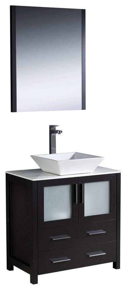 Torino 30" Espresso Modern Bathroom Vanity With Vessel Sink, FFT1044CH