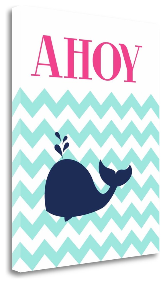 "Chevron Whale" By Tamara Robinson, Giclee Print on Gallery Wrap Canvas
