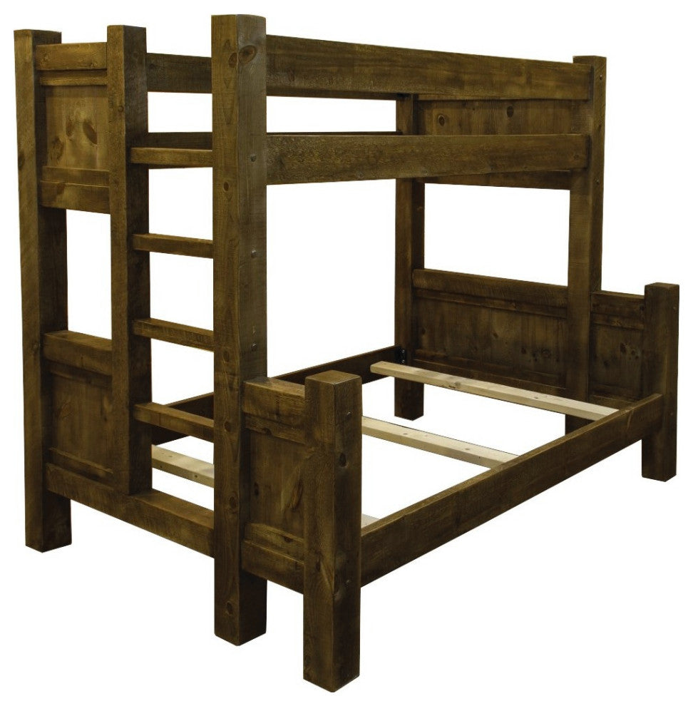Barnwood Style Timber Peg Bunk Bed, Driftwood, Twin Over Full