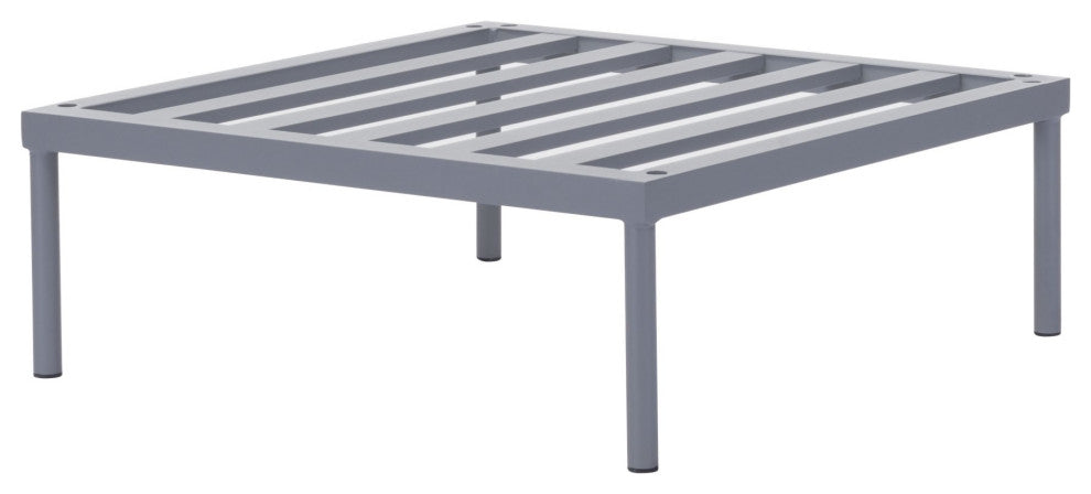 Lounge Coffee Side Table, Aluminum, Metal, Gray, Outdoor Patio Balcony