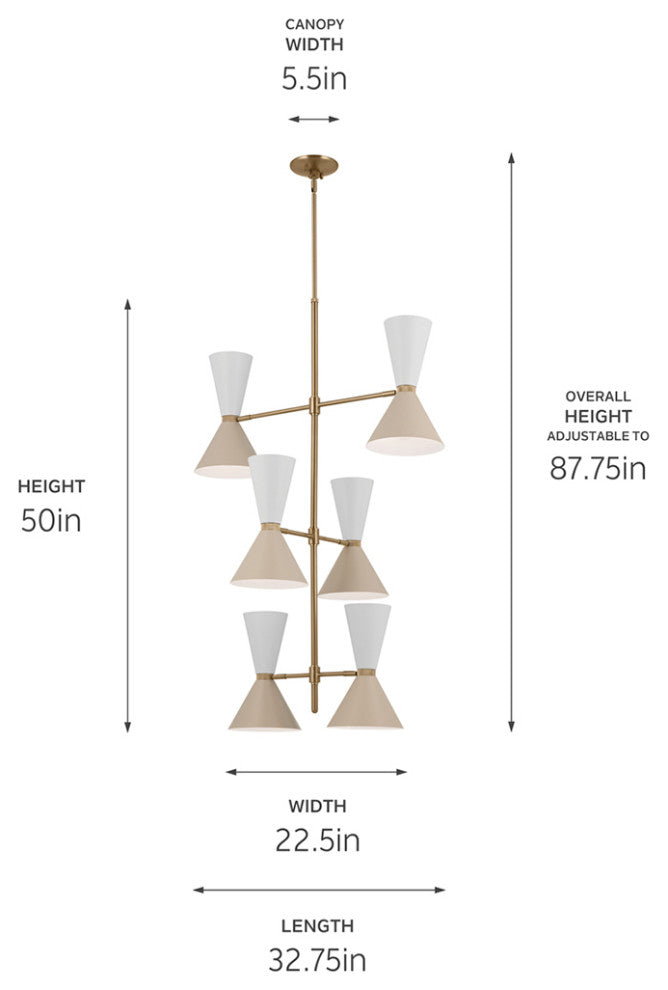 Phix 12 Light Chandelier Foyer, Champagne Bronze and Greige