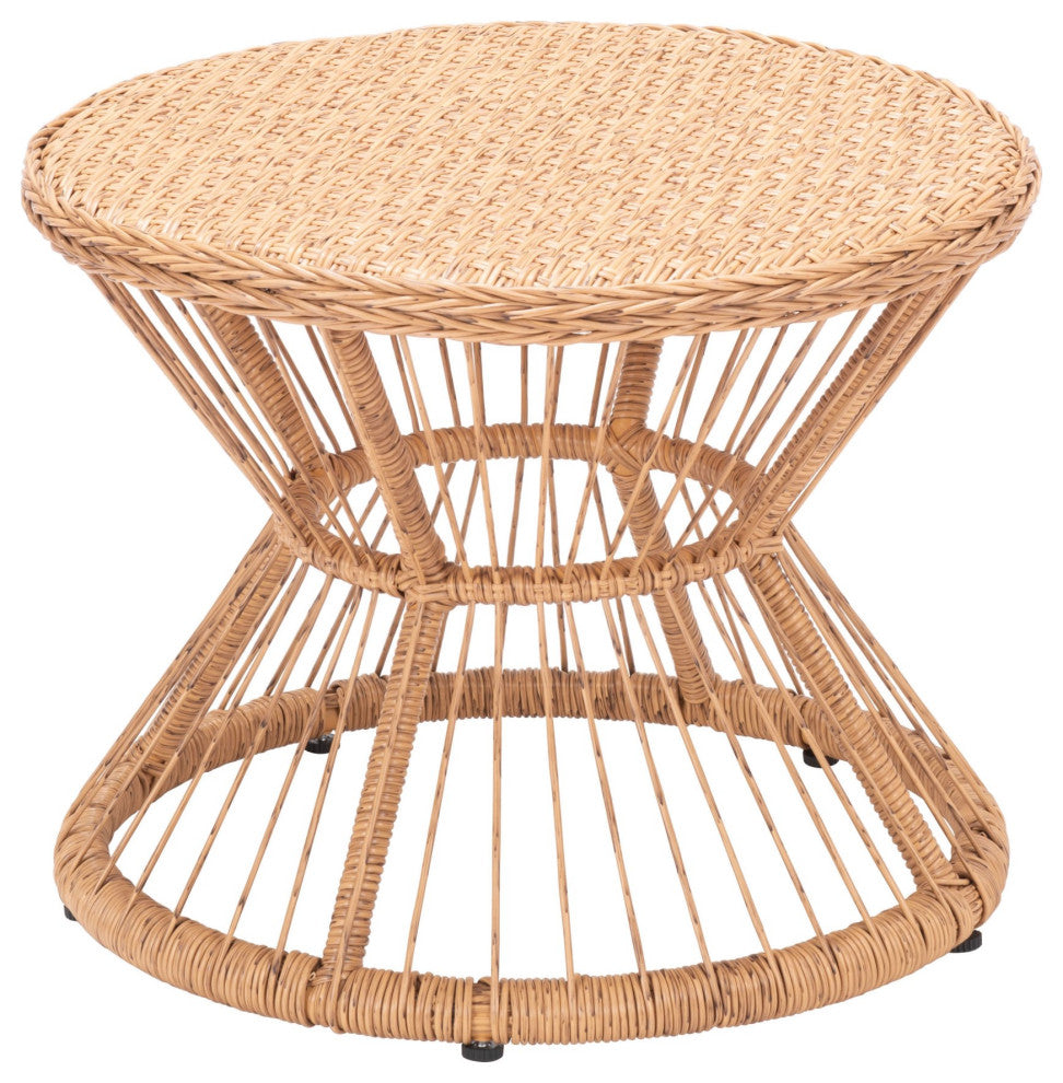 Lounge Coffee Side Table, Round, Aluminum, Metal, Natural, Outdoor Patio
