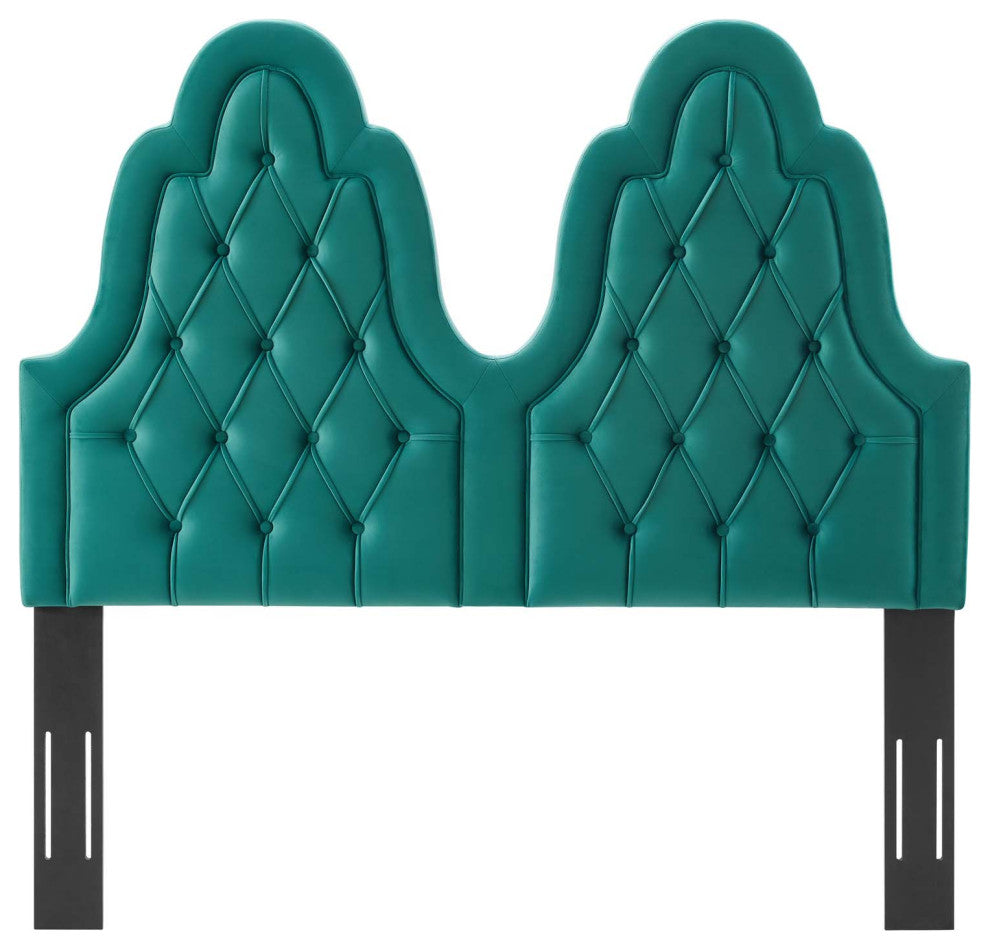 Tufted Headboard, King Size, Velvet, Teal Blue, Modern Contemporary, Bedroom