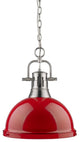 Golden Lighting Duncan 1-Light Pendant, Red, Pewter