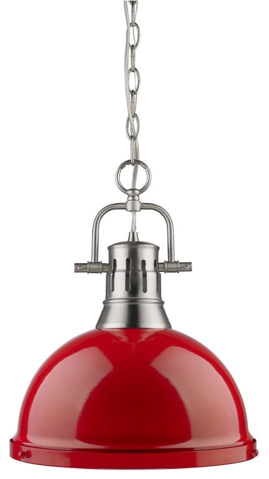 Golden Lighting Duncan 1-Light Pendant, Red, Pewter