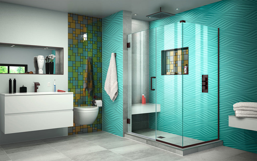 Unidoor Plus 48"x30-3/8"x72" Shower Enclosure, Oil Rubbed Bronze Finish
