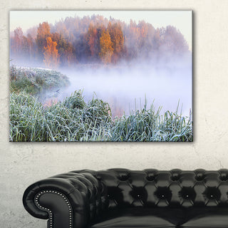 "Foggy Autumn Dawn Panorama" Landscape Print Wall Artwork, 1 Panel, 60"x28"