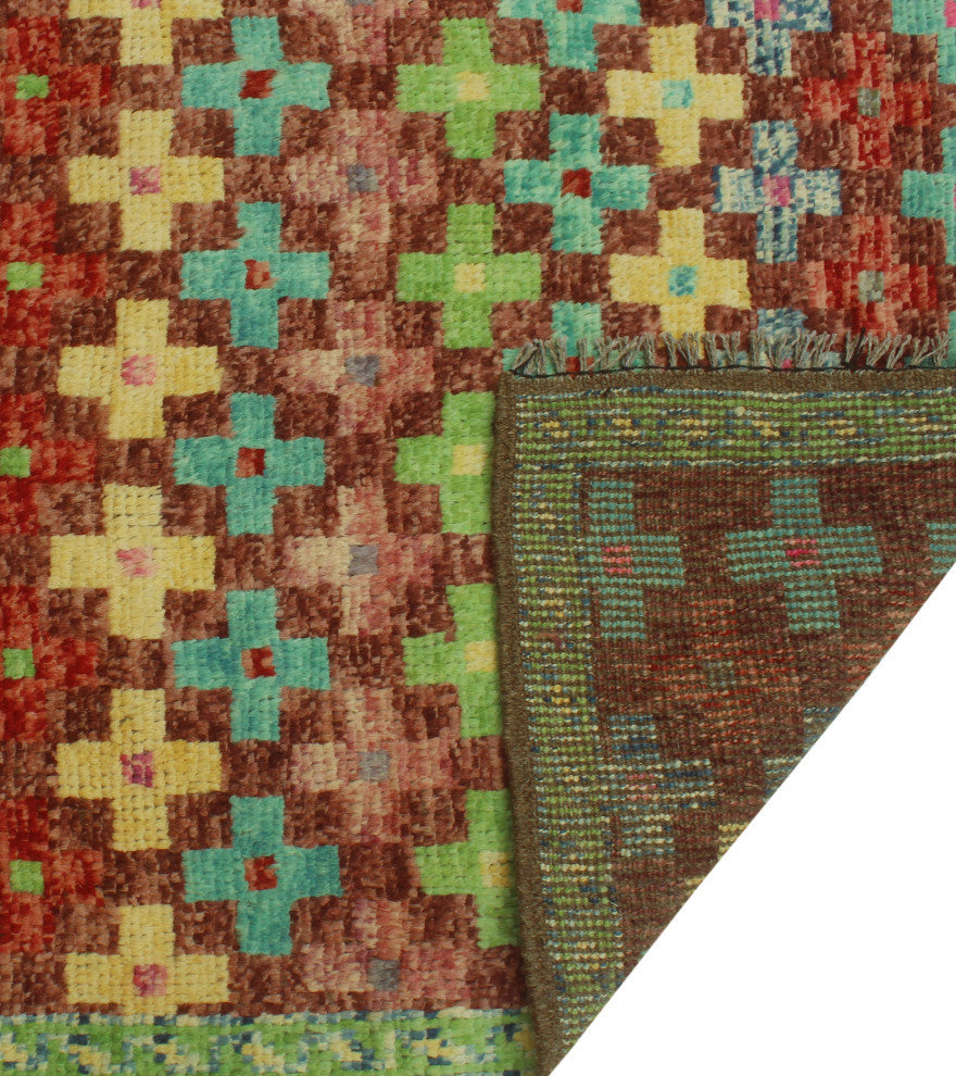 Balochi Brett Burgundy/Light Blue Rug, 3'3x4'10
