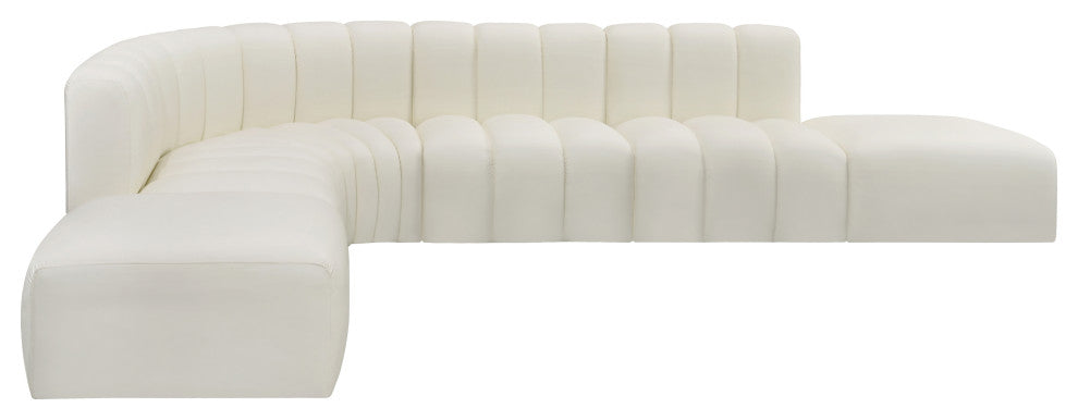 Arc Vegan Leather Upholstered 7-Pc. L-Shaped Modular Sectional, Cream