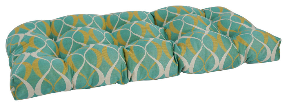 42"X19" U-Shaped Premium Outdoor Tufted Settee/Bench Cushion, Duo Seaspray