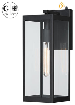 16.5" H 1-Light Dusk to Dawn Black Outdoor Wall Lantern Sconce