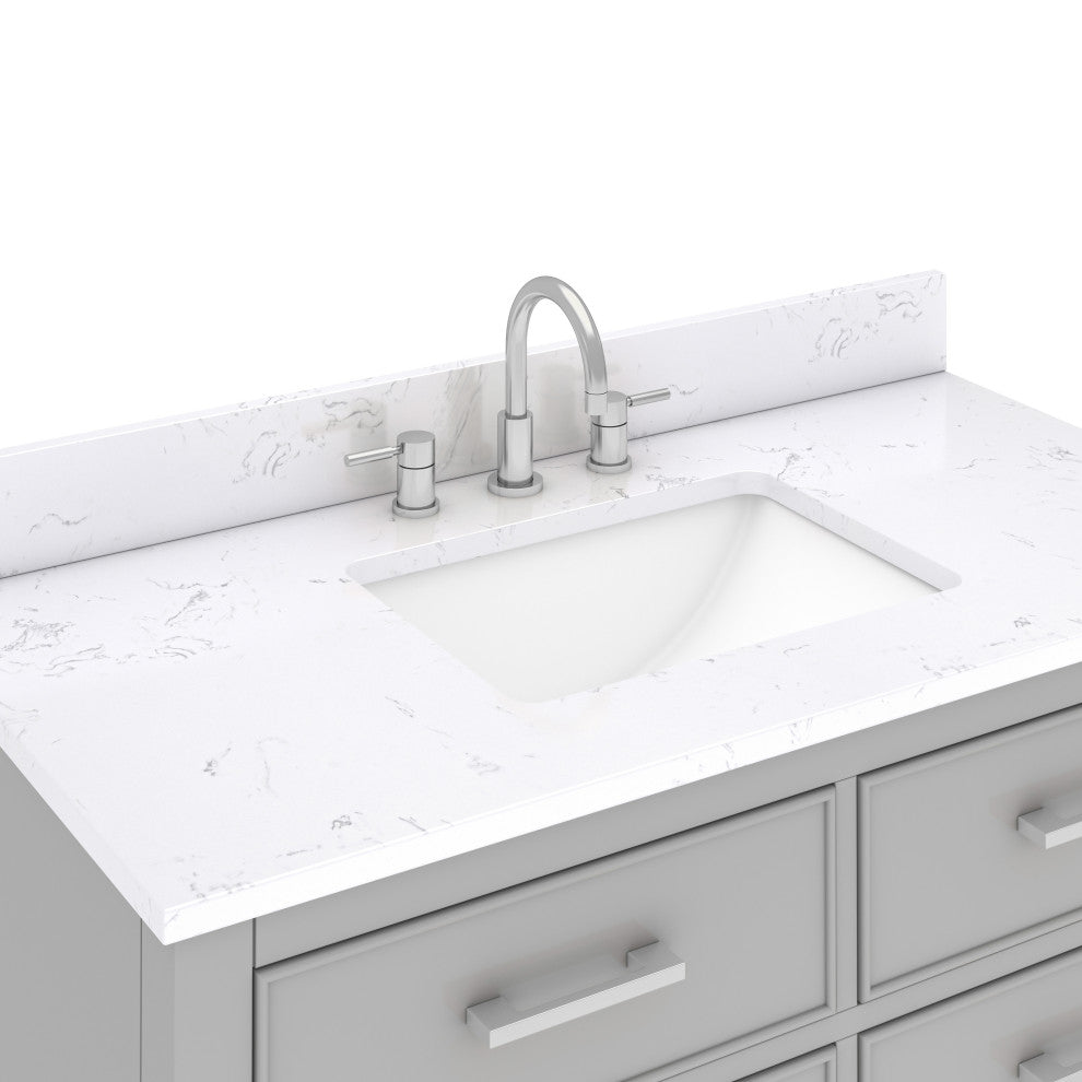Avanity Brooks 42" Vanity, Chilled Gray and Cala White Engineered Top