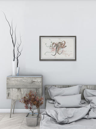 "Octopus Splash" Framed Painting Print, 24"x16"
