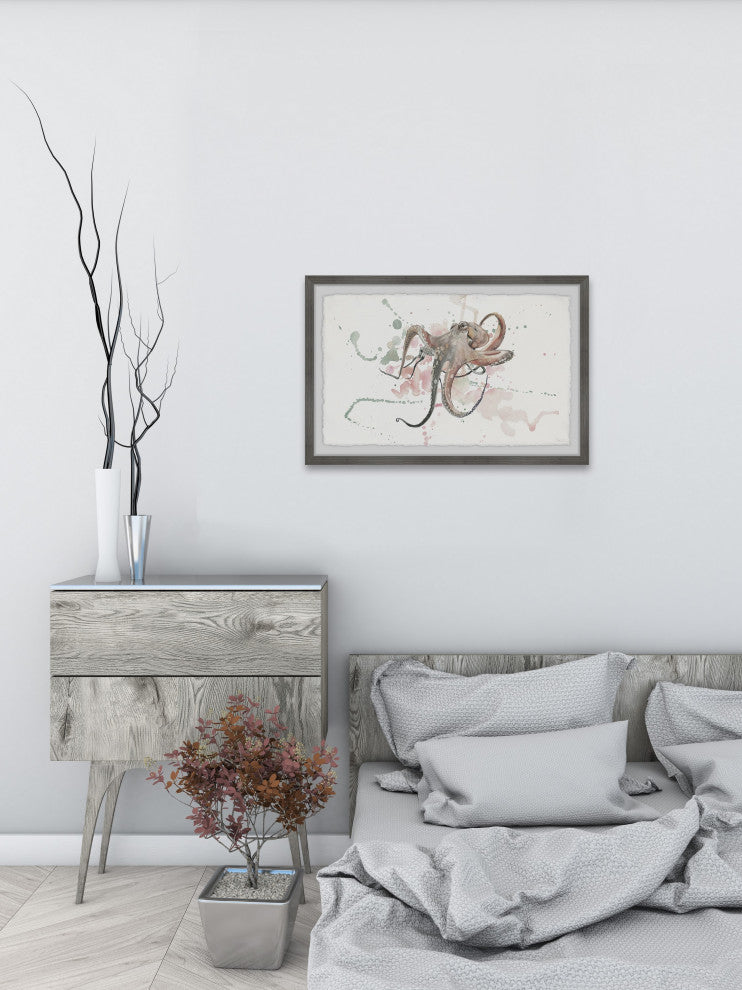 "Octopus Splash" Framed Painting Print, 24"x16"