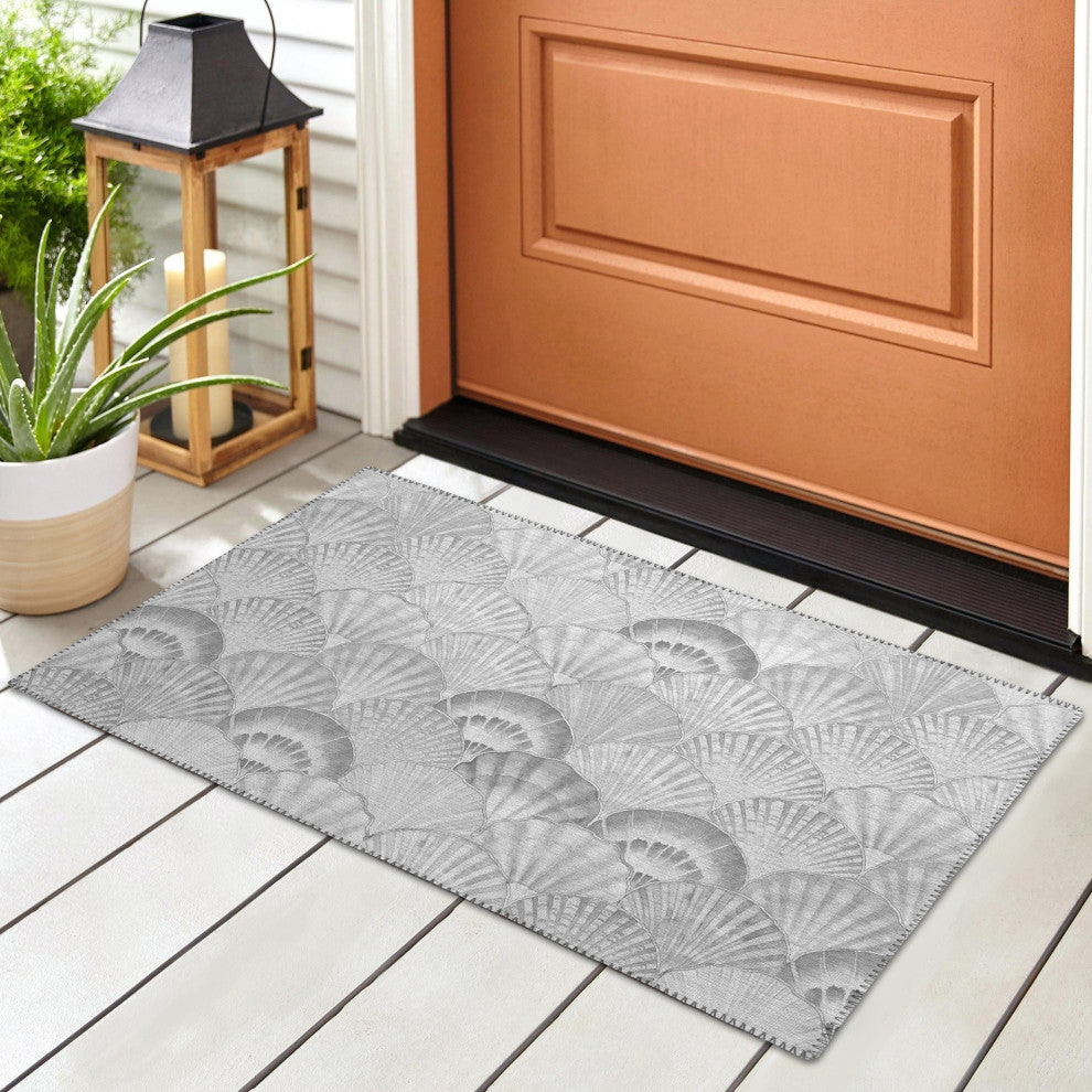 Indoor/Outdoor Seabreeze SZ2 Silver Machine Washable 1'8" x 2'6" Rug